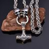 Скандинавское ожерелье из нержавеющей стали с подвеской в ​​виде головы викинга и молота Тора, мужское ожерелье 