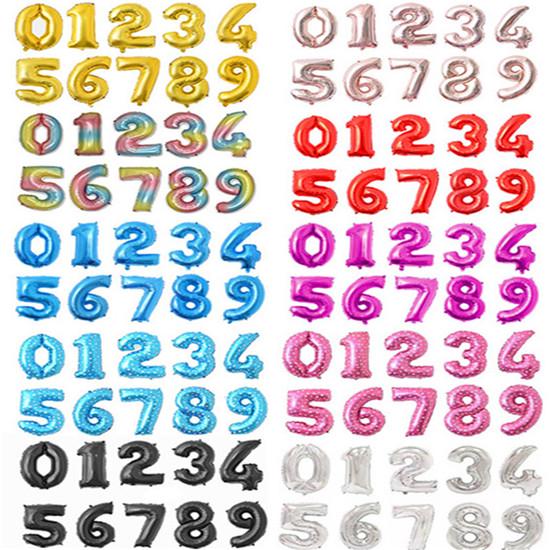16 32 Inch Big Foil Helium Number Balloon 0-9 Figures Birthday Party Decorations Kid Wedding Balloon