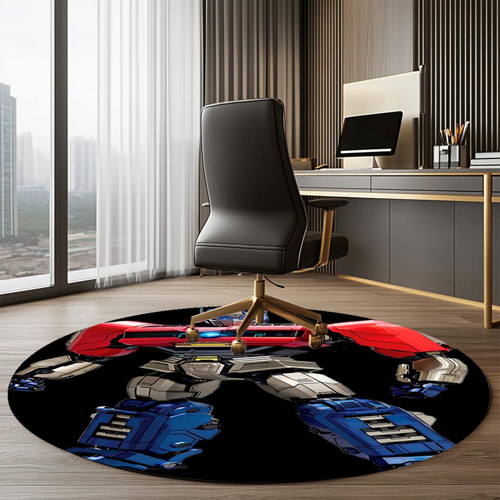 Optimus Prime Printed Round Rug Carpet Chair Rug Area Rug Entryway Doormats,for Office Chair Living Room Bedroom Kitchen Room.
