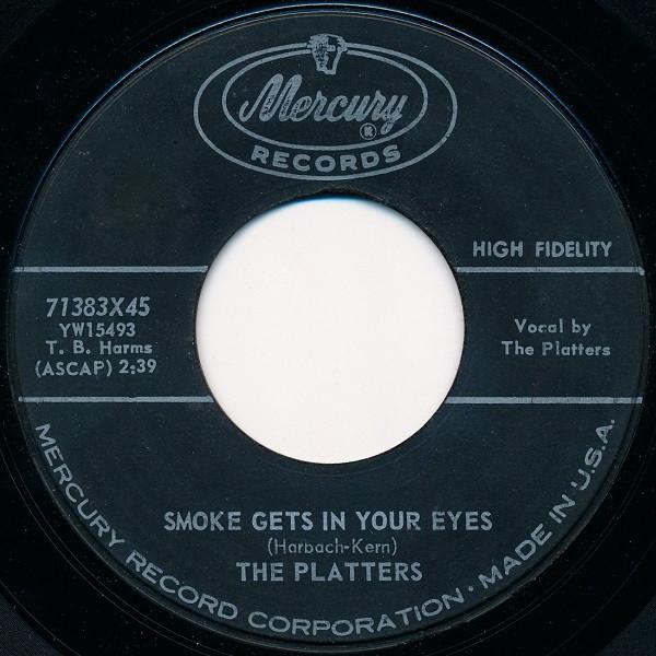 7-дюймовая пластинка PLATTERS Smoke Gets In Your Eyes 71383X45 Mercury 1958 US SoulFunk Б/у