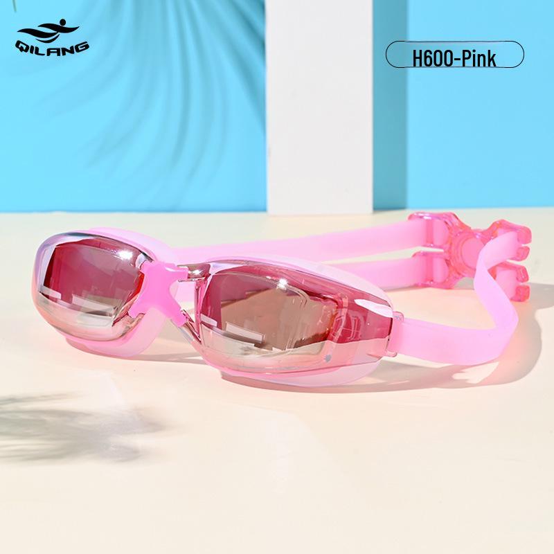 Qilang Adult Unisex Anti-Fog Plated Swimming Goggles with Earplugs