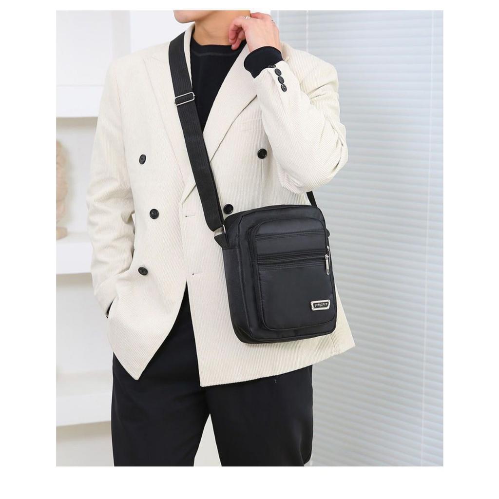 Мужской нейлоновый рюкзак Slant - многосекционная, портативная сумка через плечо с регулируемым плечевым ремнем и карманом на молнии, подходит для деловых поездок