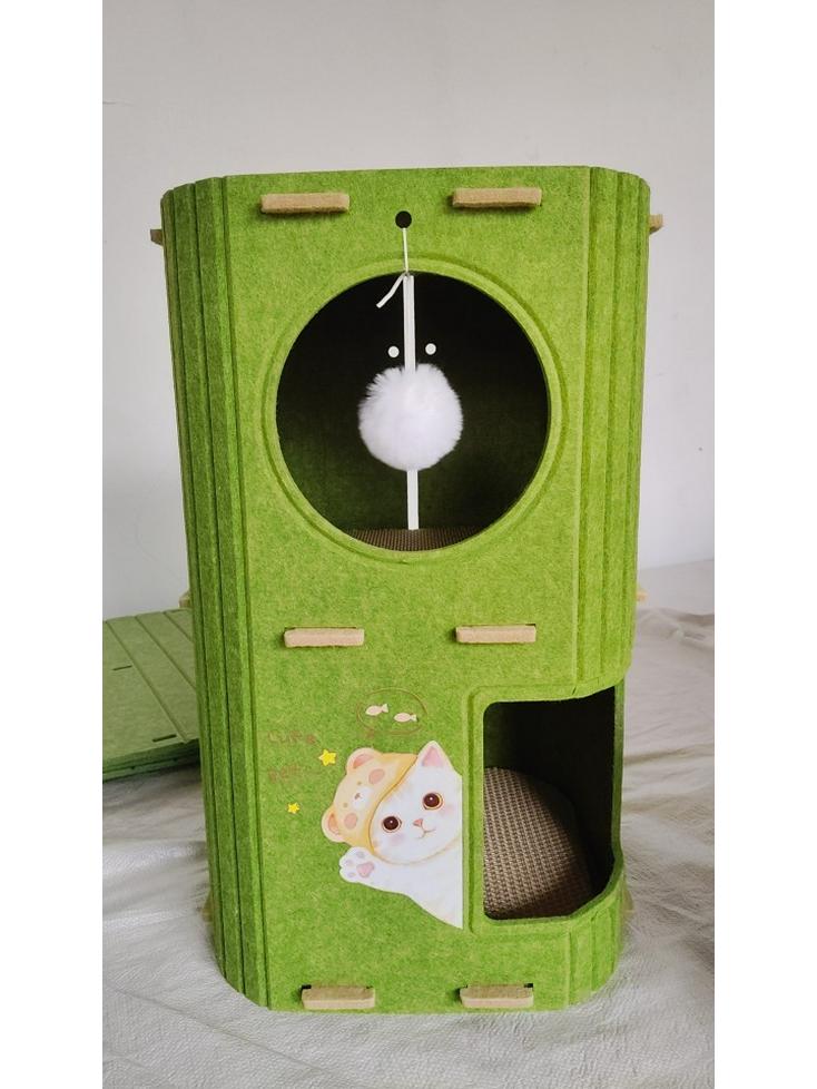 Всесезонный кошачий домик-дерево: Многослойное войлочное гнездо для нескольких кошек с двухслойным укрытием