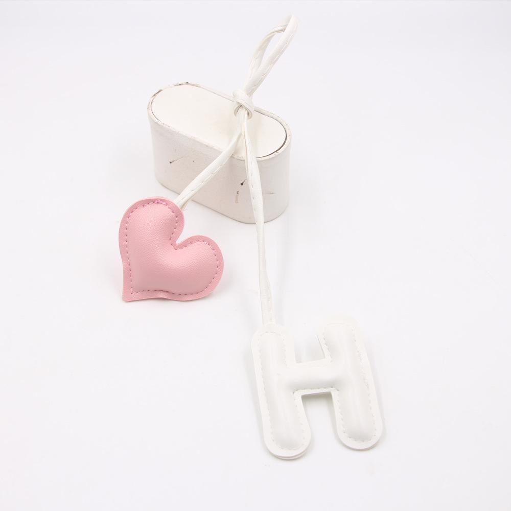 Color Blocking Letters Heart-shaped Leather Bags DIY Knotted Hanging Ropes Hanging Accessories Clothing Accessories Matching Hanging Ornaments