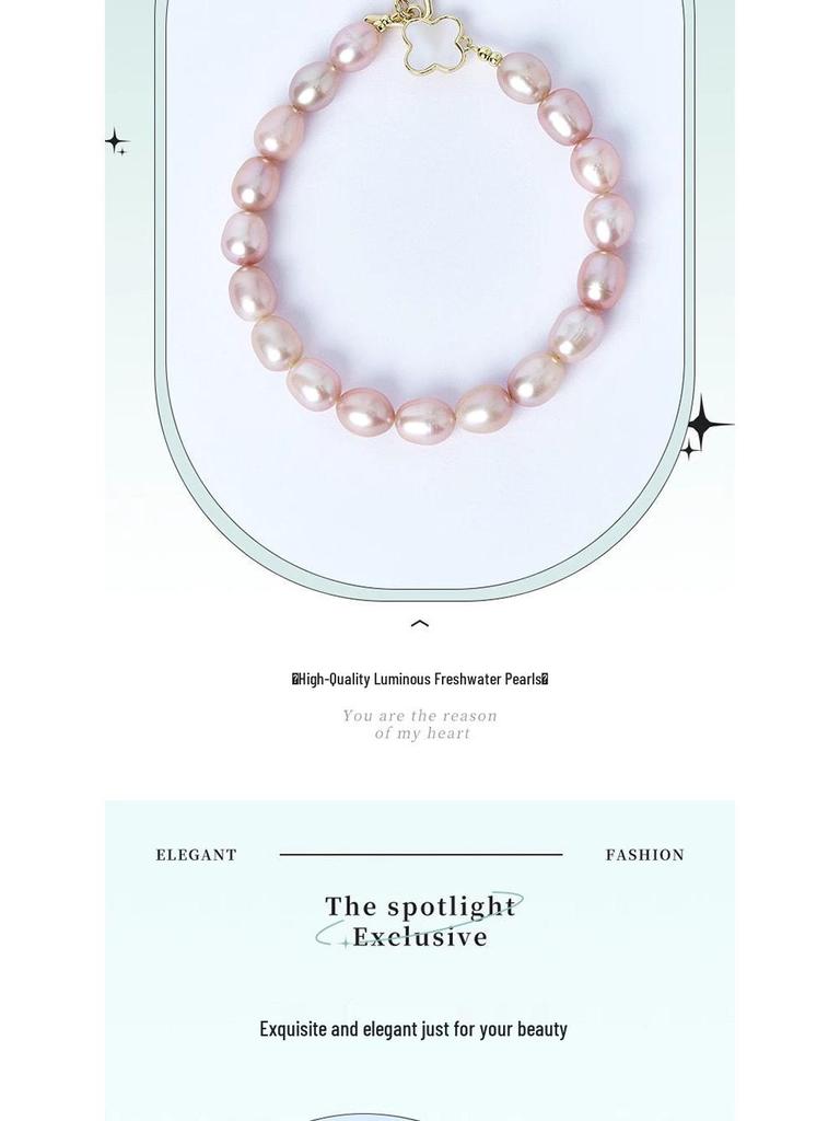 Модный браслет из натурального жемчуга 2025 года для женщин – Фиолетовый бисер на прочном эластичном шнуре