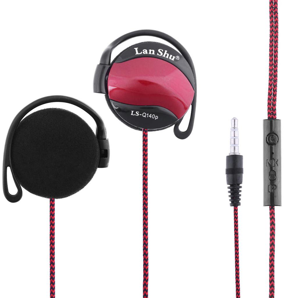 LS-Q140P Sport Headphone 3.5mm Ear-Hook Headset Line Control Earphone Earpiece with Mic for Phone