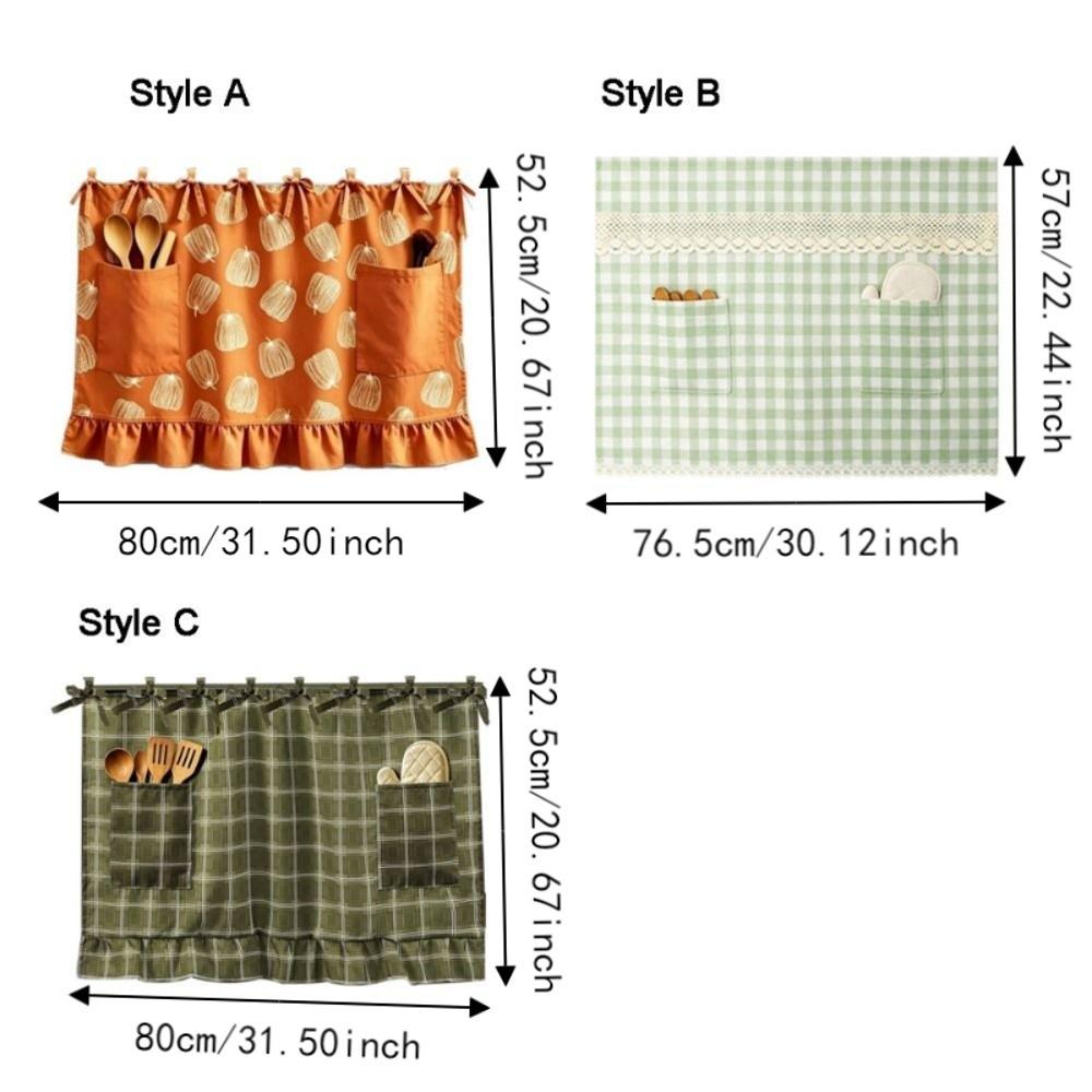 Pastoral Style Farmhouse Oven Cover Checkered Stove Cover Skirt Handmade Hidden Curtain Dishwasher