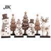 Vintage Look Home Ornaments 7Pcs Christmas Snowman Tree Reindeer Figurines, 2D Wooden Tiered Tray Retro Style Festive Crafts Decor, Rustic Farmhouse