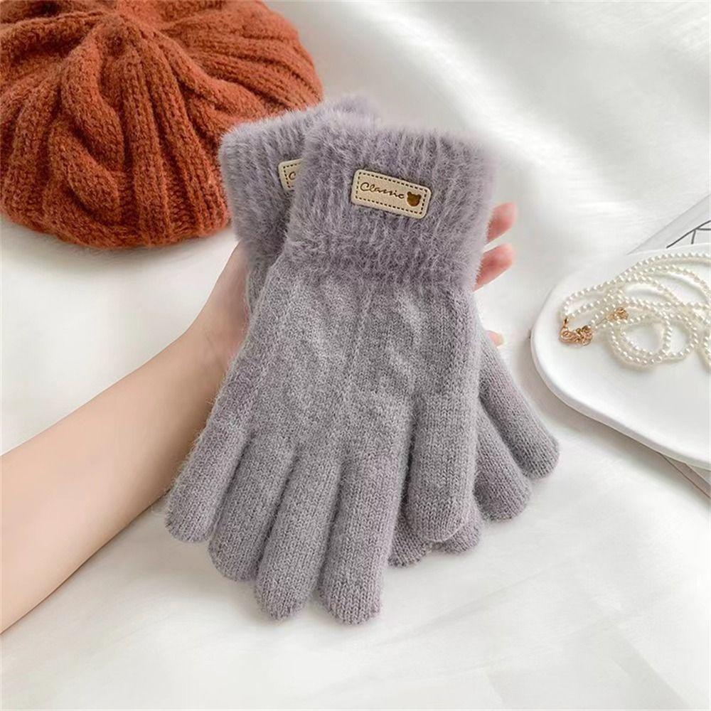 Windproof Warm Gloves Touch Screen Short Mittens Fashion Knitted Gloves  Autumn Winter