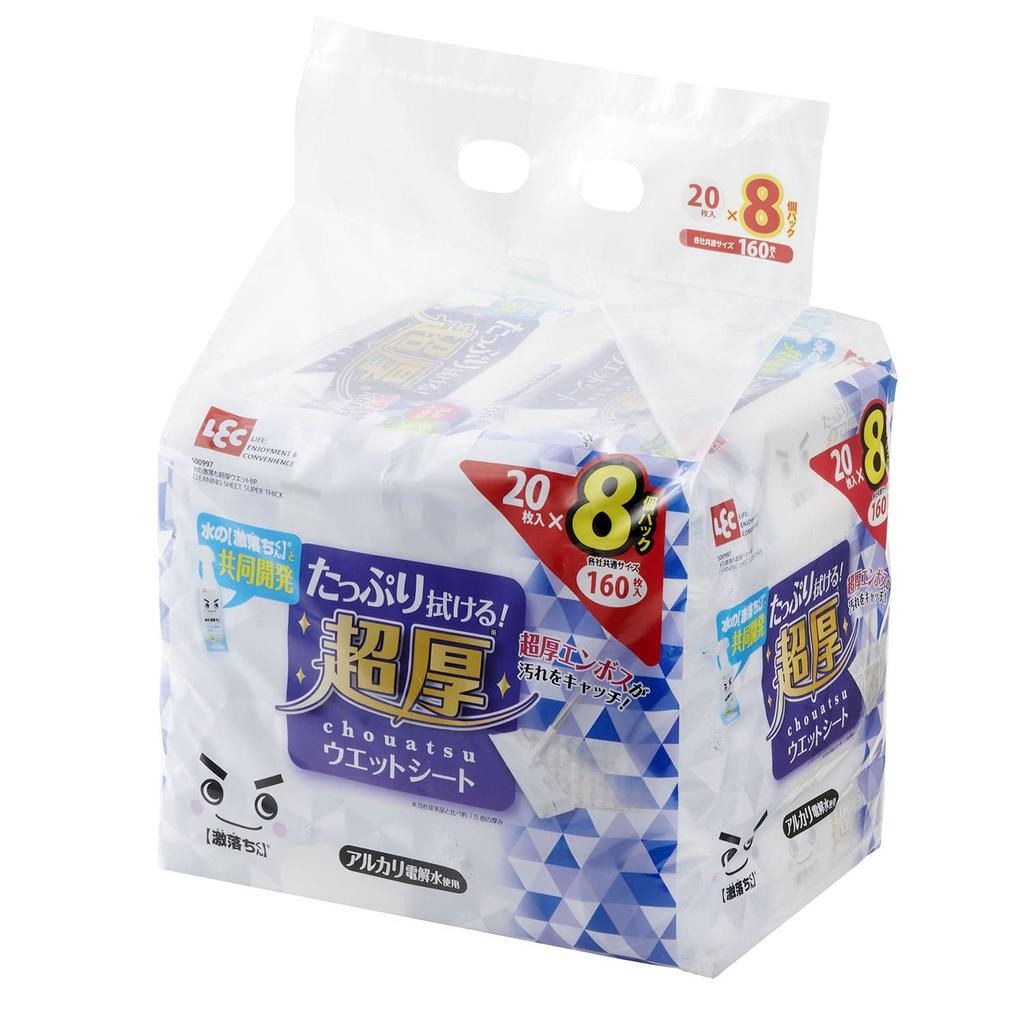 LEC Super Thick Wet 20 Sheets for Alkaline Electrolyzed Water S00997 Water-Removing Wipes, (8-Pack) Flooring/Uses /