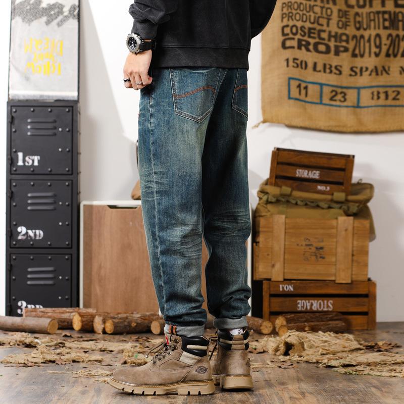 Джинсы-шаровары мужские осенние хлопковые прямые брюки-шаровары мужские осенние американские модные брендовые джинсы мужские осенне-зимние