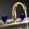 Luxury New Basin Faucets Brass Gold Bathroom Faucet Crystal Handle Sink Faucets 3 Hole Hot And Cold Sink Faucet Water Tap