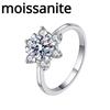 D Color 1ct Moissanite Diamond Ring Women's Sterling Silver S925 Six-claw Snowflake Ring Engagement Diamond Ring Wedding Ring Gift for Girlfriend