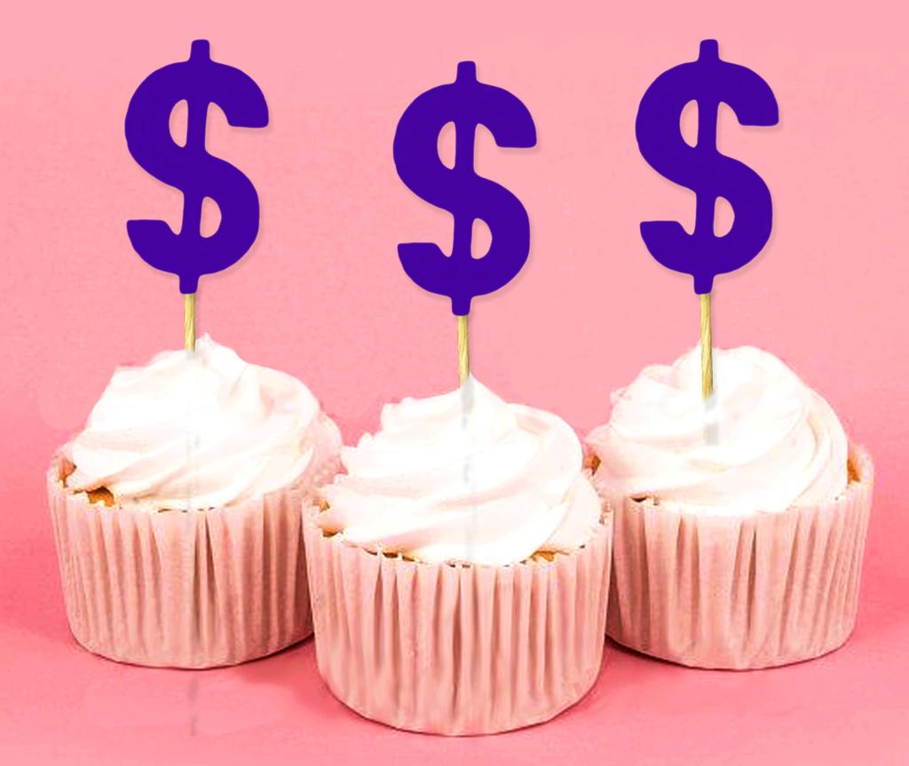 Darling Souvenir Знак доллара Cupcake Toppers День рождения Свадьба Десертные украшения - Pack Of