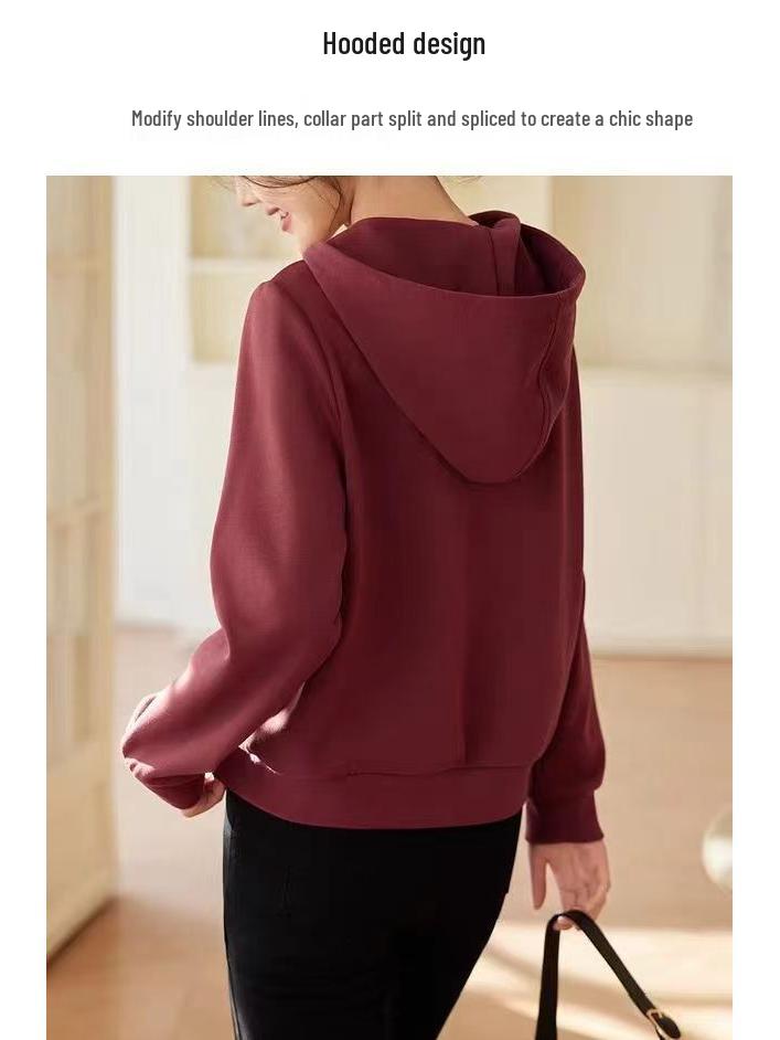 Женская повседневная толстовка с капюшоном - Коллекция Осень 2025, Свободный крой, Универсальный топ с длинным рукавом для женщин среднего возраста