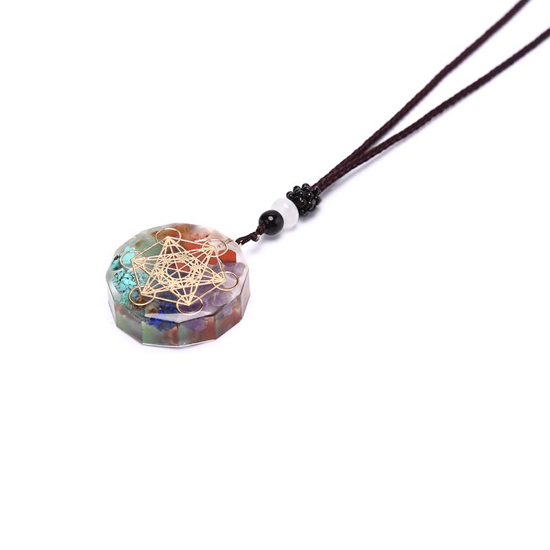 Orgonite Pendant Om Necklace Chakra Healing Energy Meditation Jewelry Handmade