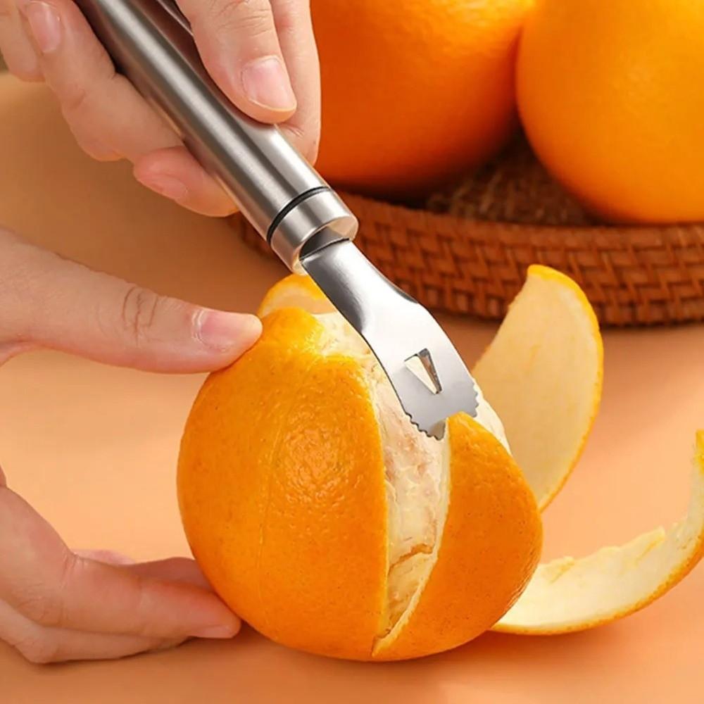 Stainless Steel Orange Peeler Long Handle Citrus Peeler Gadget Citrus Slicer  Kitchen Use