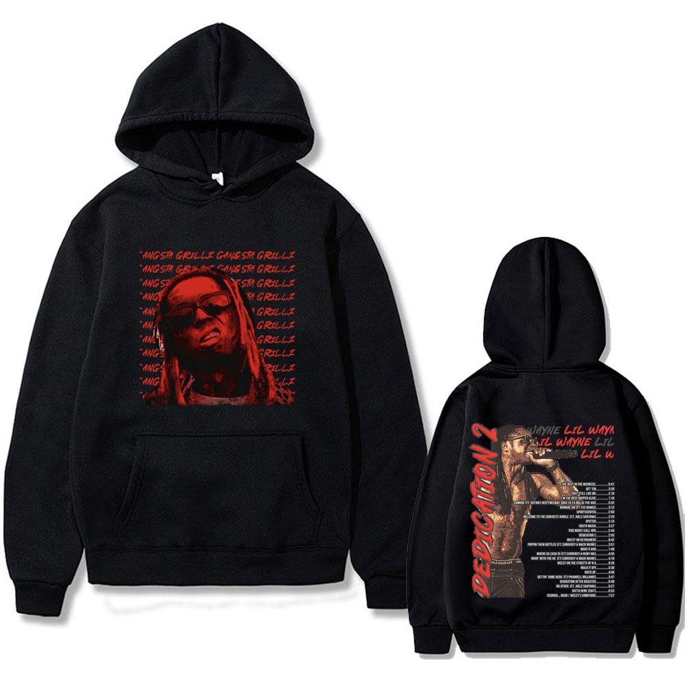Худи с графическим принтом альбома рэпера Lil Wayne Мужская Женская Мода Винтажный Хип-Хоп Уличная одежда Унисекс Флис Оверсайз