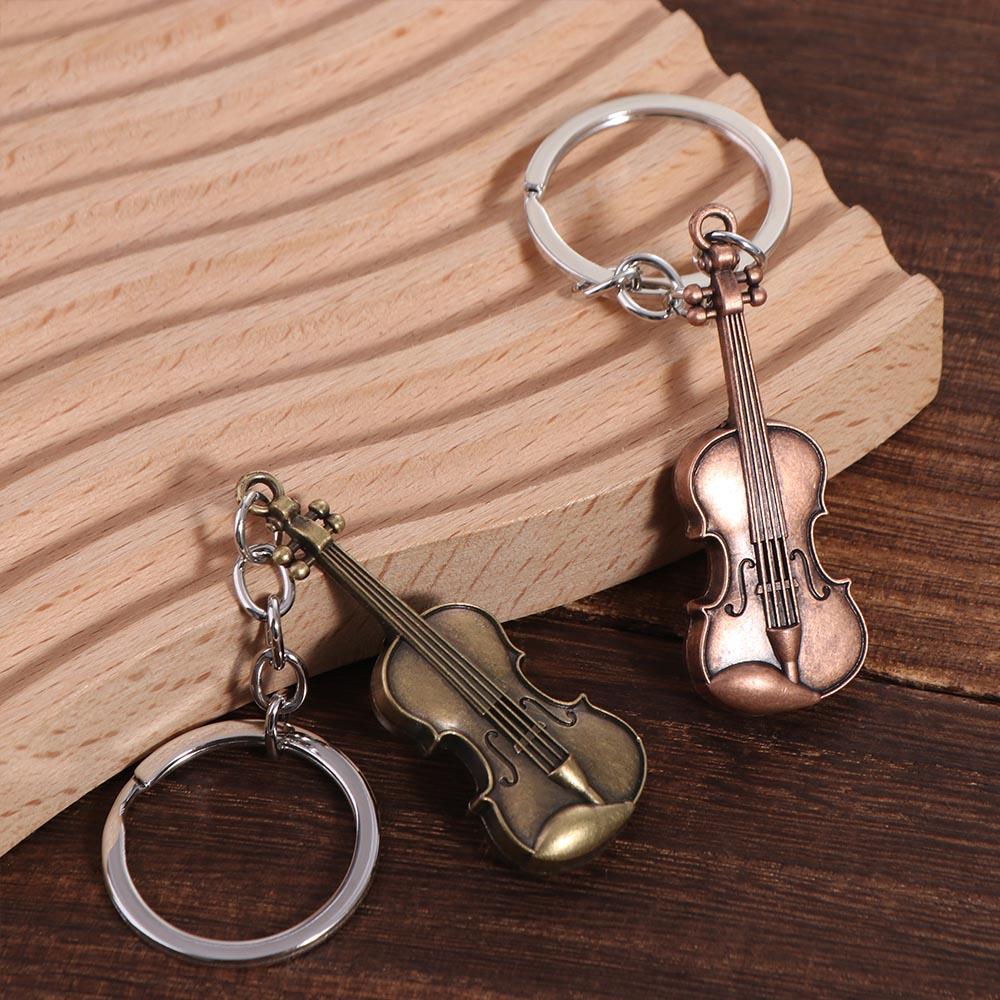 Copper Bronze Violin Key Chain Cello Musical Instrument Pendant  Musician Jewelry
