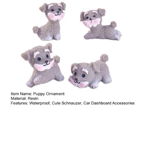 4 шт. миниатюрные фигурки щенков, украшение в виде мини-шнауцера, украшение на приборную панель автомобиля, статуя собаки из смолы для сада фей, бонсай, офисный стол