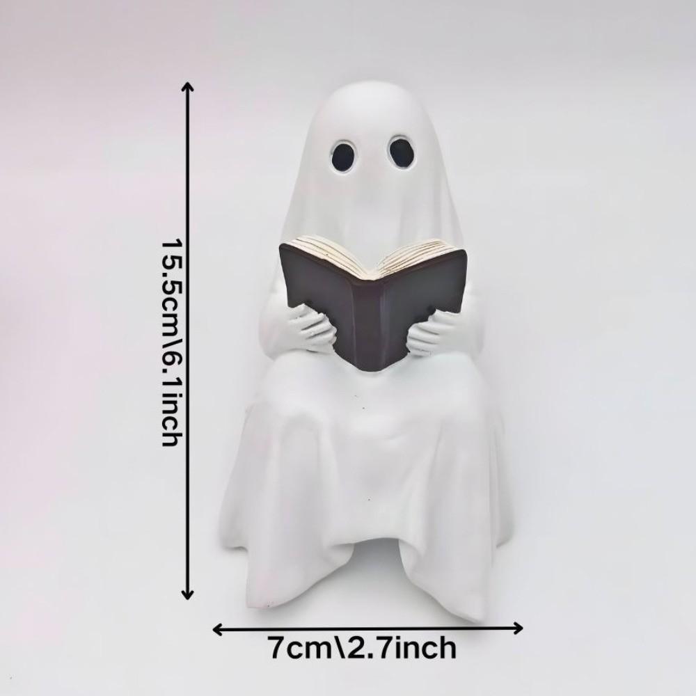 Новая статуэтка призрака на Хэллоуин с книгой, статуэтка призрака из смолы, миниатюрная статуэтка читающего призрака, аксессуары для вечеринки