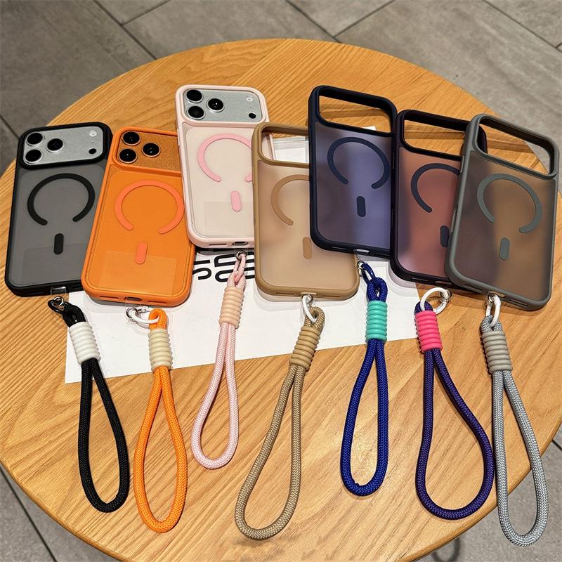 Матовый Магнитный Чехол для iPhone с Ремешком для Моделей 11, 12, 16, 17