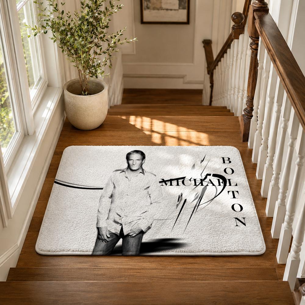 Michael B-Bolton Floor Mat Flannel Rug Non Slip Absorbent Soft Washable For Entryway Hallway Bathroom Kitchen Decor