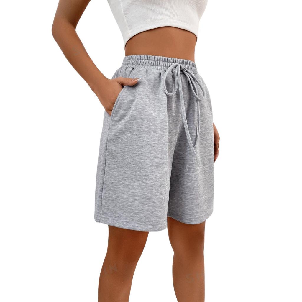 Черно-серые однотонные женские шорты обычного цвета из двух частей