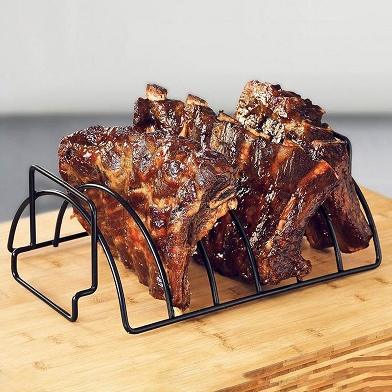 Подставка для ребрышек с антипригарным покрытием, подставка для ребрышек и жаровни из нержавеющей стали, подставка для гриля для курицы, говядины, ребрышек, корзина для гриля