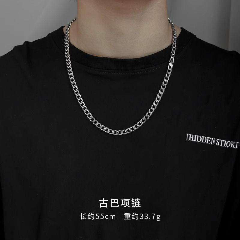 Ожерелье из титановой стали, не тускнеющее, мужское, трендовое, в стиле хип-хоп, женская кубинская цепь, универсальное, уличный стиль, трендовое ожерелье в стиле тяжелой индустрии