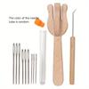 Вилка для вязания, ручка и набор из 9 больших глазков Вязание Вязальщицы Украшения для глаз Деревянная вилка Ткач Набор спиц для вязания
