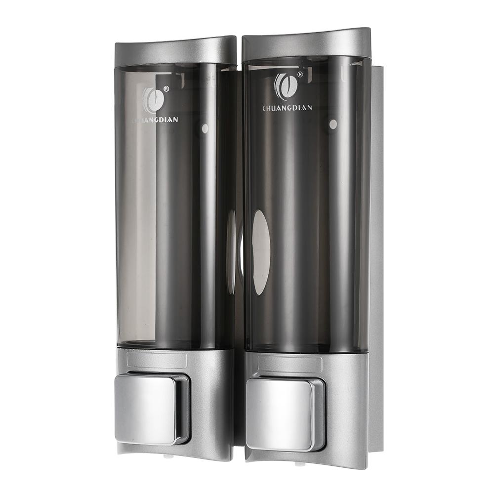 Manual Hand Soap Dispenser Wall Mount Double Liquid Shampoo Shower Gel Dispenser for Hotel 200mlx2