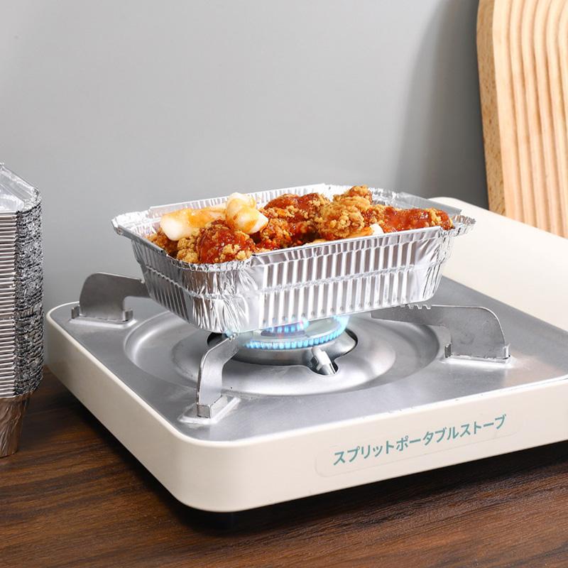 10 шт. Прямоугольный поднос из фольги для аэрофритюрницы, одноразовые контейнеры для еды, миски, коробки для тортов на вынос, алюминиевая упаковочная коробка