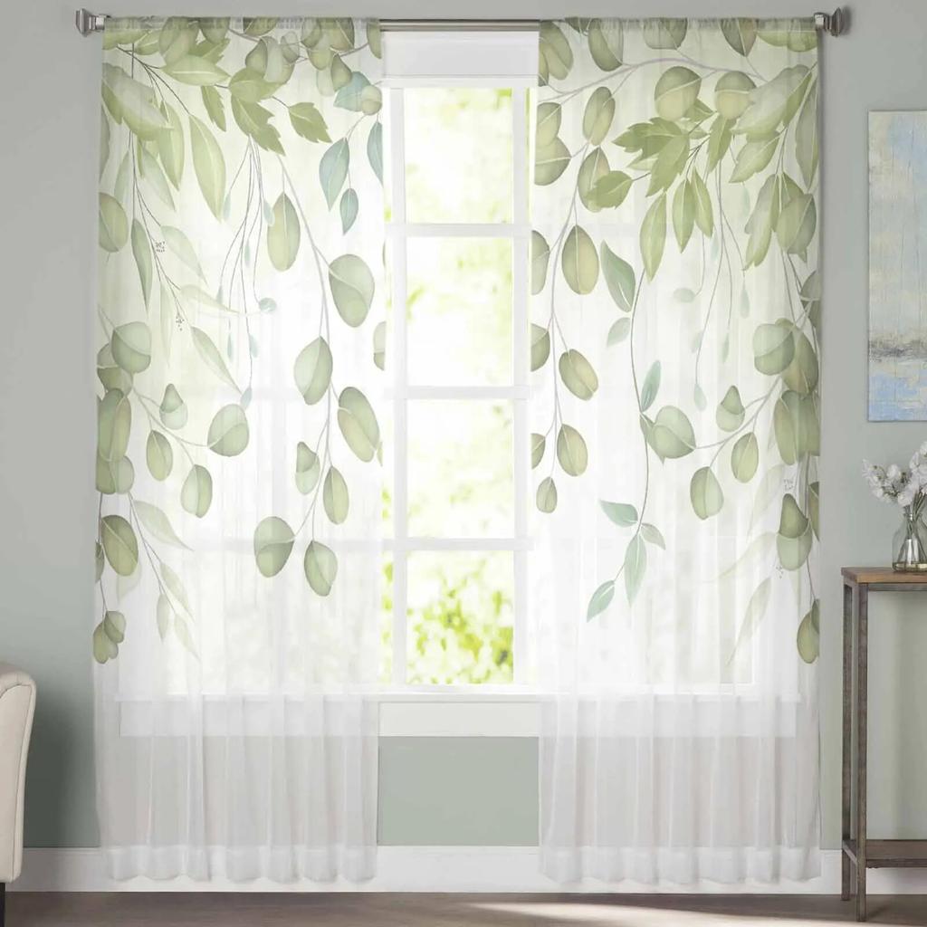 Деревенские растения цветы акварель тюлевые шторы из вуали для спальни гостиной оконные занавески прозрачные шторы из органзы