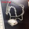 Street Style Silver Metal Shell Mini Bag With Crystal Storage For Daily Use