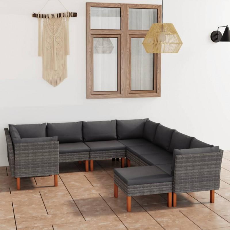 Day and Night - Day and Night Garden Furniture Set 9 Pieces and Gray Synthetic Rattan Cushions