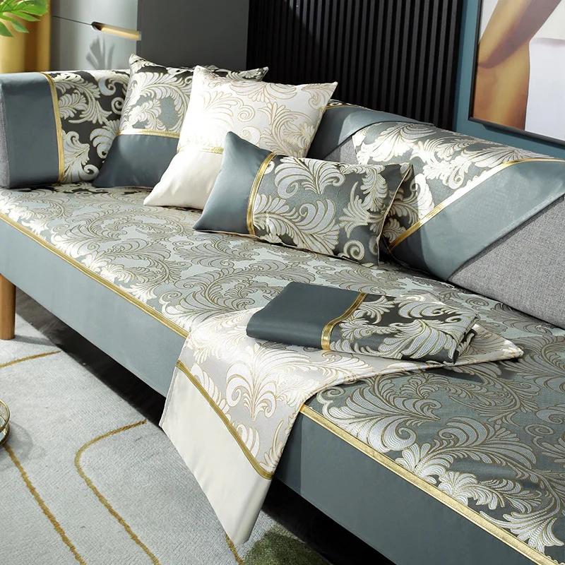 Чехол для дивана с вышивкой, универсальное синельное полотенце на четыре сезона, Нескользящий чехол для дивана, угловая подушка для сиденья, защитные чехлы для дома