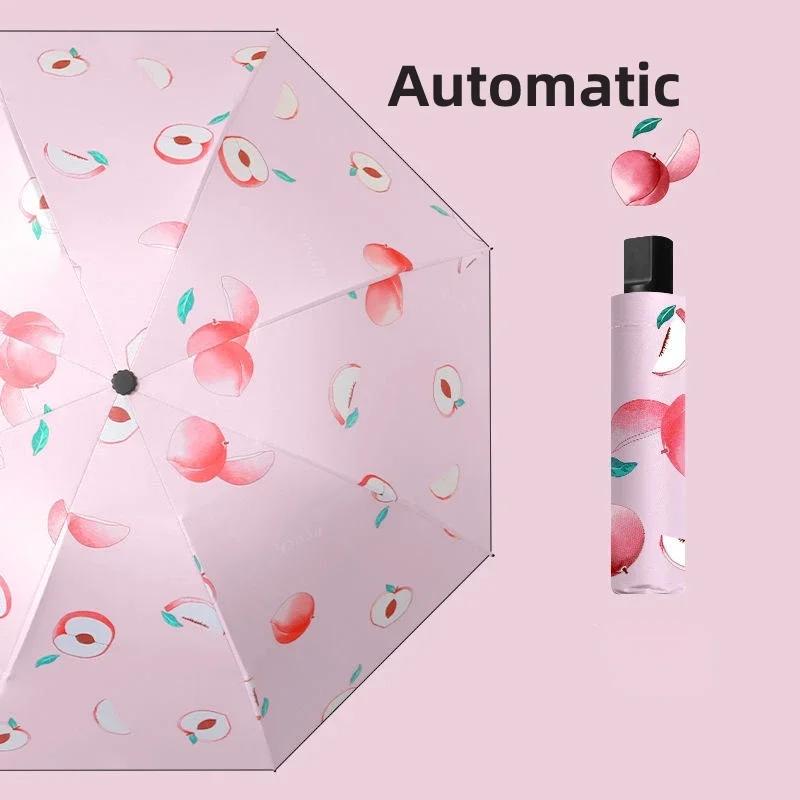 1pcs UV Sun Umbrella Compact Folding Travel Rain Umbrellas Auto Open and Close for Windproof Cute Fruit Watermelon Pattern New
