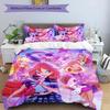 3pcs Winx Club Design Cover Set - HD Printed Bedding with 1 Cover and 2 Pillowcases - Perfect for Home and Dorm Decor