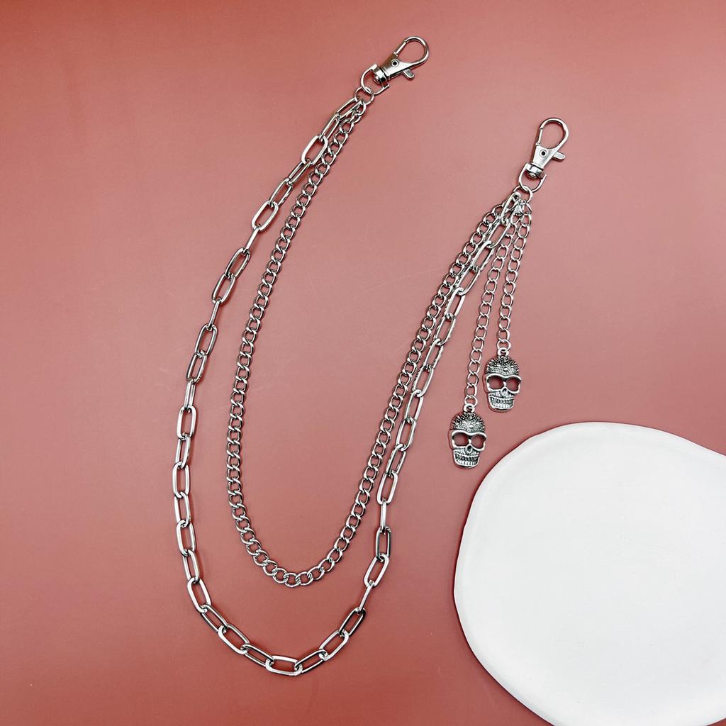 Панк Универсальная Металлическая Декоративная Цепь на Талию с Черепом Женская Уличная Съемка Многослойная Цепь для Брюк В Наличии