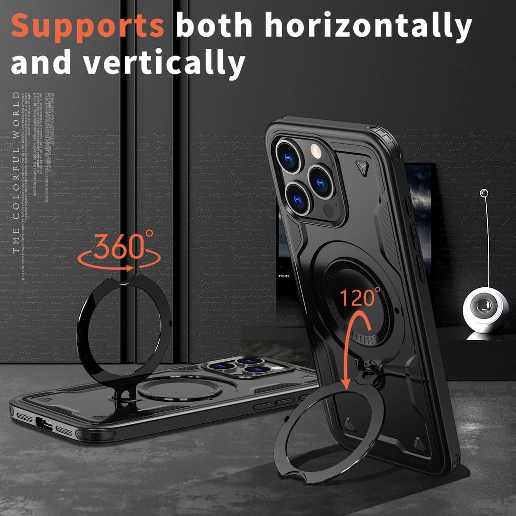 Бронированный чехол-накладка для iPhone 17 Pro Max Air iPhone17 16 15 для iPhone 14 Pro Max Plus 13 12 Жесткий ПК+ТПУ 360° Регулируемый кольцевой держатель