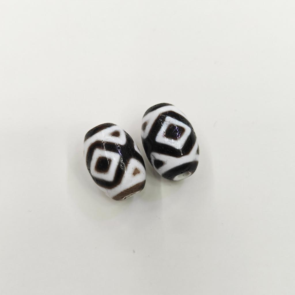 Black and white high-oil Darlo dzi beads, three-eye multi-totem agate loose beads DIY Wenwan bracelet necklace accessories