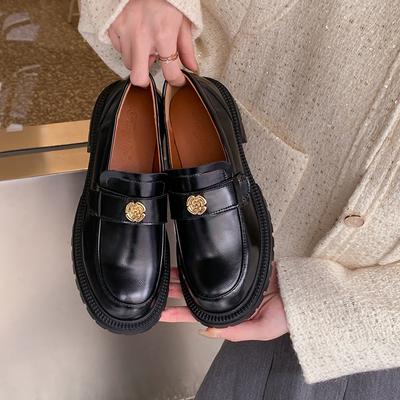 Натуральная кожа на плоской подошве для женской обуви Huizhou, виноградные мокасины, женские весенние новые туфли-камелия, маленькие кожаные туфли