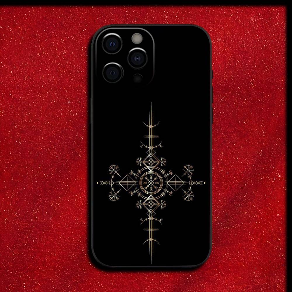 V-Викинг V-Вегвизир Навигационный Компас Чехол для Телефона Для iPhone 16,15,14,13,12,11,Pro,XS,Max,XR,Plus,E,SE4,Mini Черный Чехол