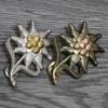 Vintage Brooch Pin Edelweiss Badge Medal Flower Lapel Stick Pin for Hat Bag Suit Xmas Brooch