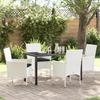 5-Piece Garden Dining Set with Cushions White Poly Rattan 3379816