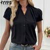 Women's Fashion Casual Summer Spring Solid Color Print Short Sleeve V-Neck Blouses & Shirts