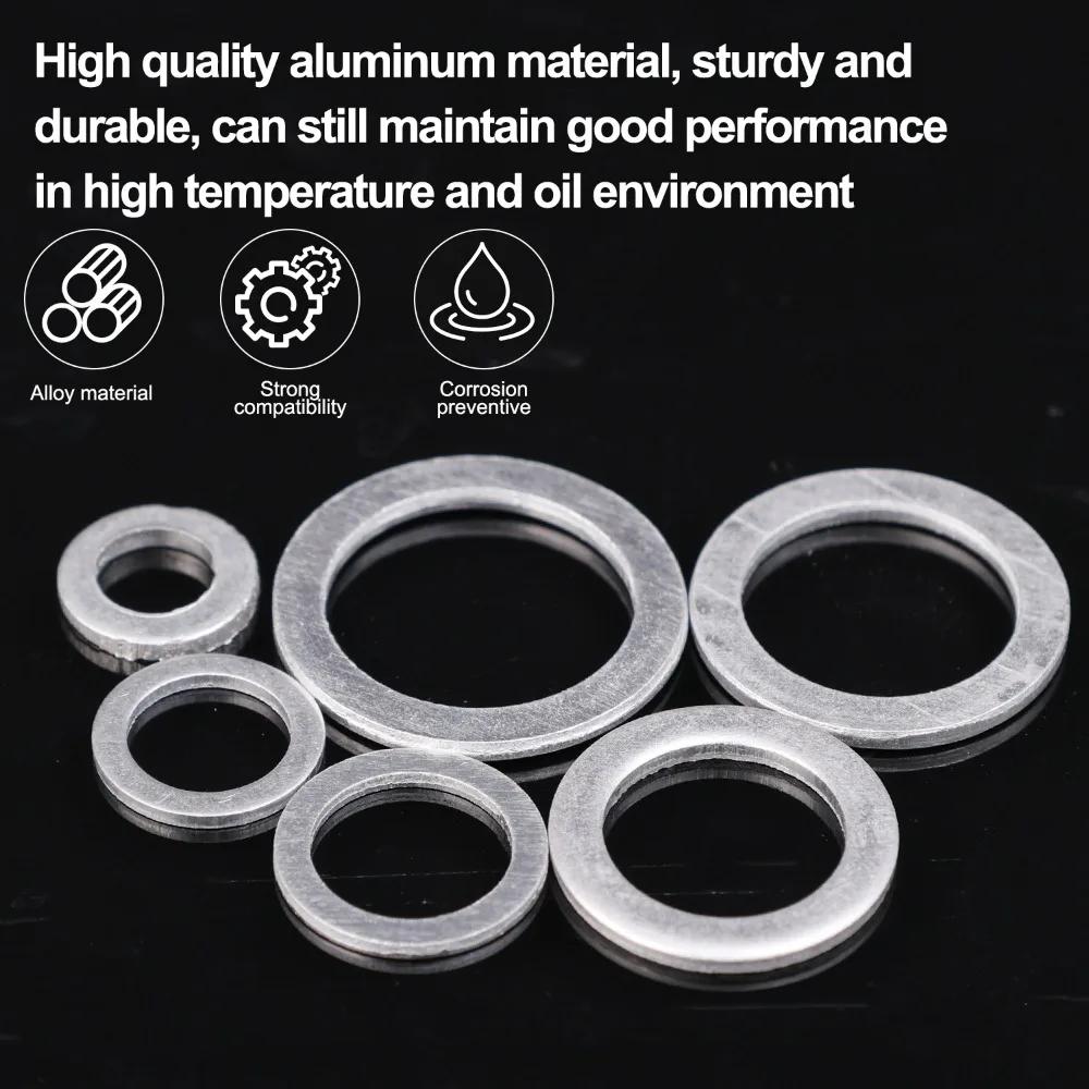 M6-M16 Oil Pan Drain Plug Aluminum Gasket Kit High-Temperature Resistant Sealing Washers Oil Drain Bolts Leak-Proof Crush Washer