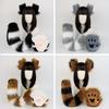 3-Pack Anime Cosplay Fox Ear Headbands, Fluffy Tail and Paw Gloves, Cute Faux Fur Animal Costume Accessories for Halloween Parties