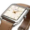 SEIKO кварцевые наручные часы женские квадратный дизайн SWR089P1 серебристый бежевый кожаный ремешок